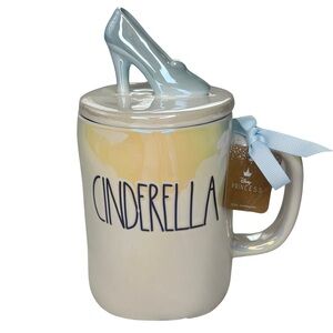Rae Dunn Disney New CINDERELLA Mug Glass Slipper Iridescent Black LL Coffee Tea